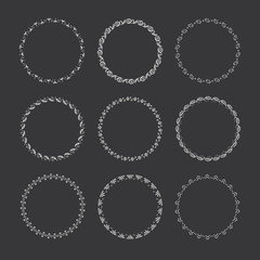 Holiday collection of vector graphic circle frames. Wreaths for Christmas design