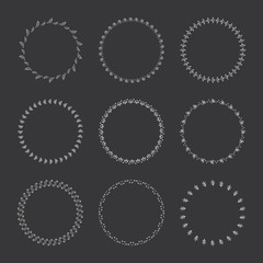 Holiday collection of vector graphic circle frames. Wreaths for Christmas design
