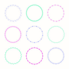 Holiday collection of vector graphic circle frames. Wreaths for Christmas design