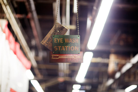 Information sign and arrow symbol in factory 