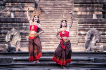 Absara portrait in Phanomrung Historical Park, the ancient castle in Burirum, Thailand