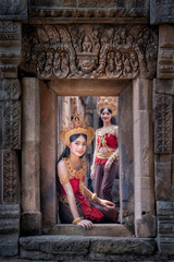 Absara portrait in Muang Tam Sanctuary, the ancient castle in Burirum, Thailand