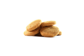 Fototapeta na wymiar Stack of homemade cookies isolated on white background.