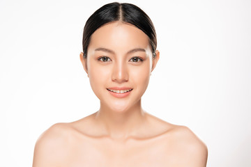 Beautiful Young asian Woman with Clean Fresh Skin