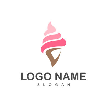 pink ice cream logo design