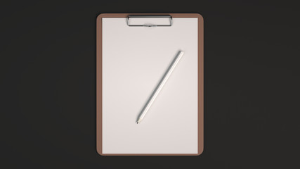 Clipboard with sheet of paper and pencil