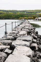 stone jetty on Seneca Lake New York