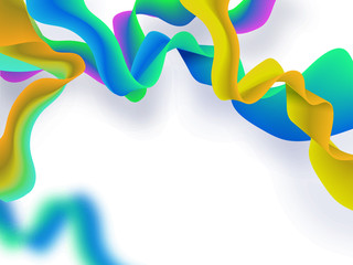 Colourful curved waves abstract illustration white background.
