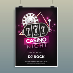 Casino Night template for flyer design with time, date and venue details.