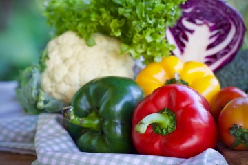 fresh vegetables on wooden table