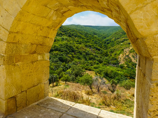 View from the battlements of the fortress wall of Naryn-Kala. The enemy is not observed in the vicinity of the old fortress