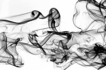 Fototapeta na wymiar Black smoke abstract on white background, fire design