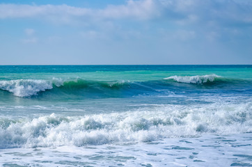 Fototapeta na wymiar Splashing wave on the Black sea.