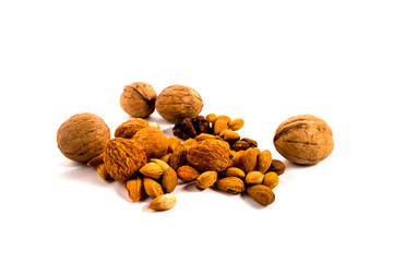 different nuts on a white background, isolate
