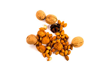 different nuts on a white background, isolate