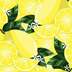 Seamless pattern with sliced lemon.