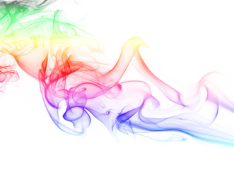 Movement of colorful smoke on white background. fire design