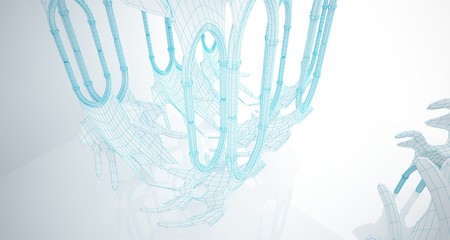 Abstract drawing white gothic interior . 3D illustration and rendering.