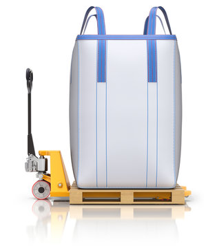 Big Bulk Bag On Pallet Jack - 3D Illustration