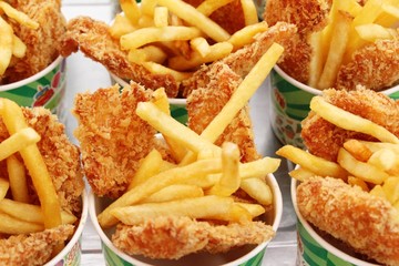 French fries and fried chicken nuggets delicious