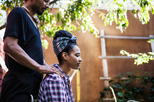 Couple in garden together 