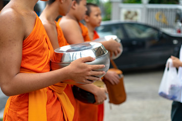 Monks in the morning at Chiang Mai province, Thailand