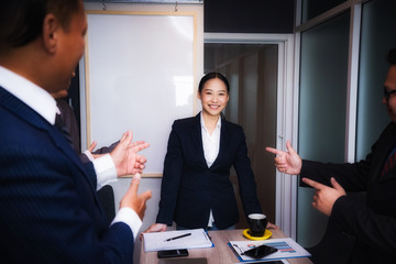 Business people meeting good teamwork in office.Teamwork successful Meeting Workplace strategy Concept.