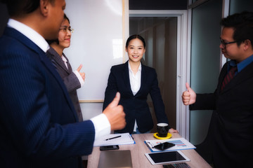 Business people meeting good teamwork in office.Teamwork successful Meeting Workplace strategy Concept.