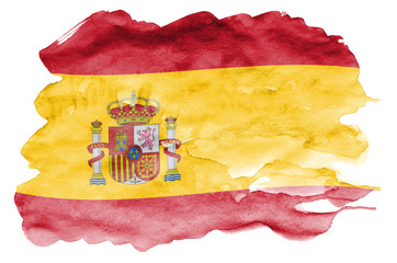 Spain flag  is depicted in liquid watercolor style isolated on white background