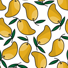 Seamless Pattern of mango with leaves.
