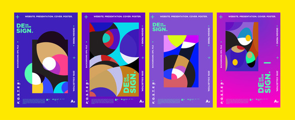 Abstract fun color pattern cartoon texture for doodle geometric background. Vector trend shape for brochure cover template design