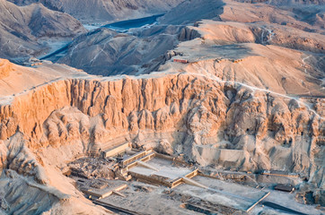 Aerial view of Mortuary Temple of Hatshepsut ,Egypt © rayints