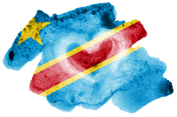 Democratic Republic of the Congo flag  is depicted in liquid watercolor style isolated on white...