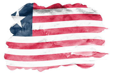 Liberia flag  is depicted in liquid watercolor style isolated on white background