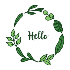 Vector illustration write hello with texture floral frame hand drawn