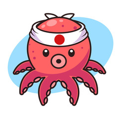 Cute octopus with japanese headband