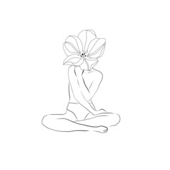 abstract face one line drawing. Portrait minimalistic style . One line. Single line drawing.