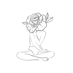 abstract face one line drawing. Portrait minimalistic style . One line. Single line drawing.