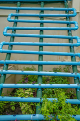 vertical Hydrophobic farming structure in the organic gardening outdoor.