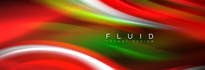 Fluid color neon wave lines background, neon liquid color futuristic paint template