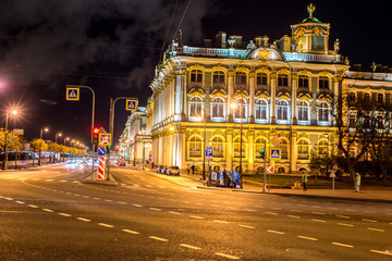 Fototapeta na wymiar unique architecture Street St. Petersburg night