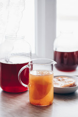 Kombucha Drink. Kombucha Fermenting. Tea mushroom