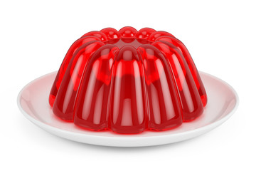 Jelly on a plate isolated on white. 3d rendering - obrazy, fototapety, plakaty