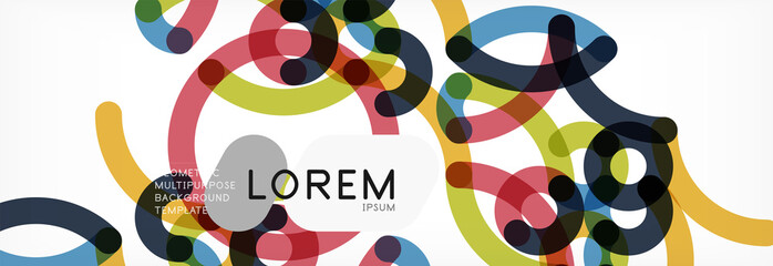 Curly lines abstract background, color overlapping linear texture