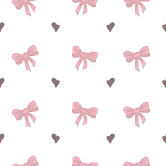 Pink ribbon flat vector texture.