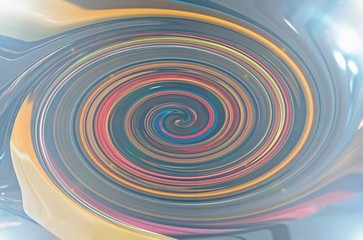 Colorful spiral fractal with diagonal len flare - computer generated abstract background.
