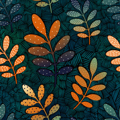 Seamless pattern with leaves