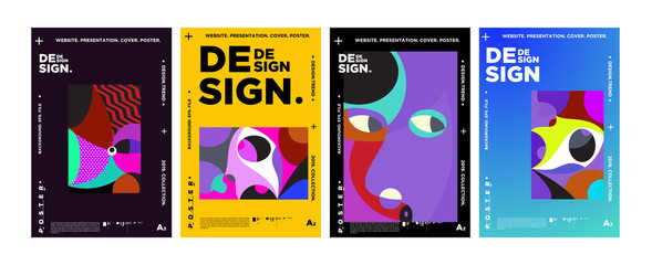 Abstract fun color pattern cartoon texture for doodle geometric background. Vector trend shape for brochure cover template design