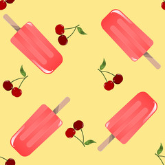 Popsicles ice-cream seamless background pattern.