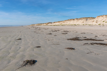 French landscape - Bretagne. Beautiful sandy beach and view over the sea.